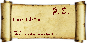 Hang Dénes névjegykártya